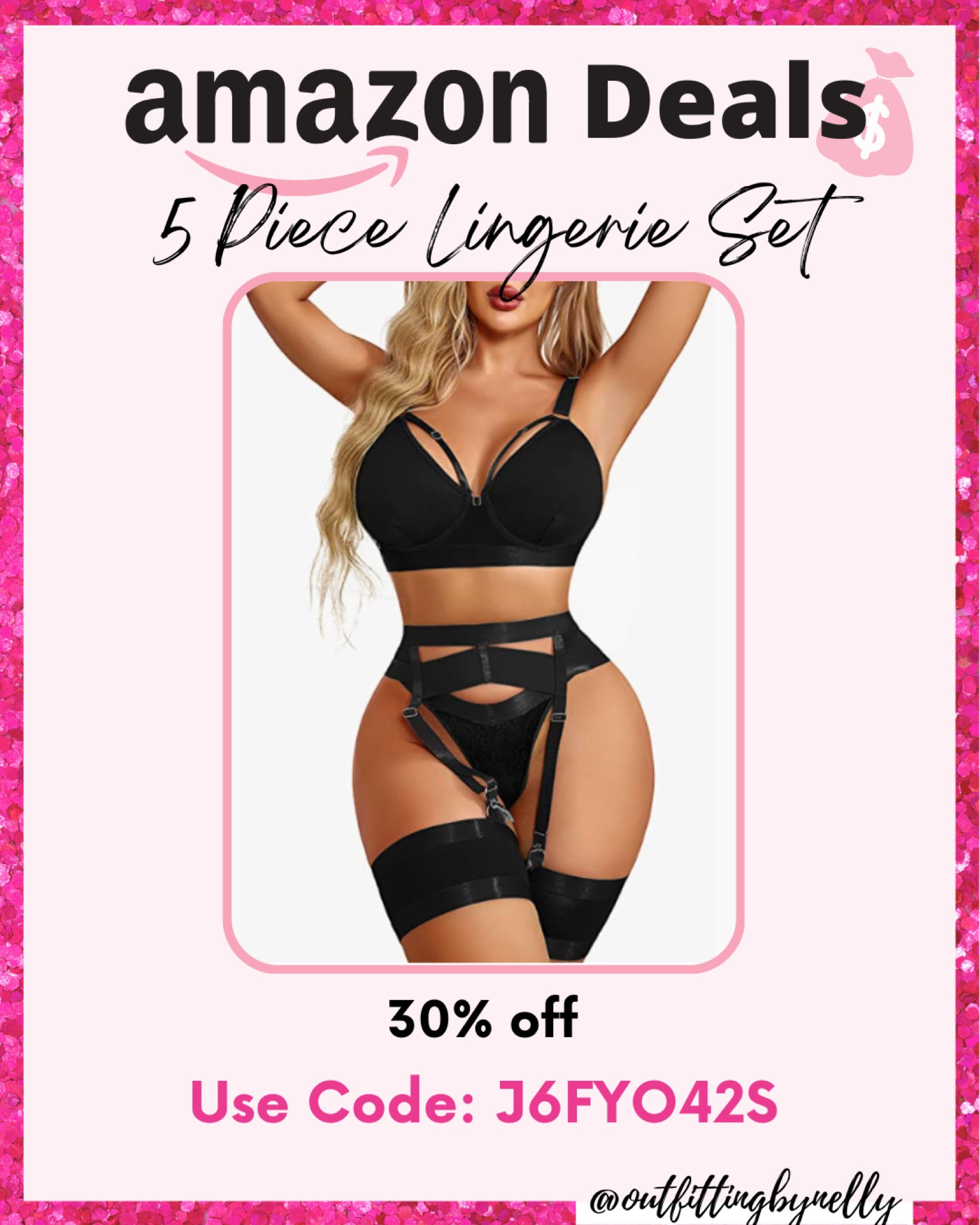 SheIn Women's Sexy Cut Out 2 Pieces Mesh Lingerie Set Underwire