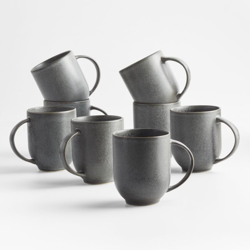 Craft Charcoal Grey Mugs, Set of 8 | Crate & Barrel | Crate & Barrel