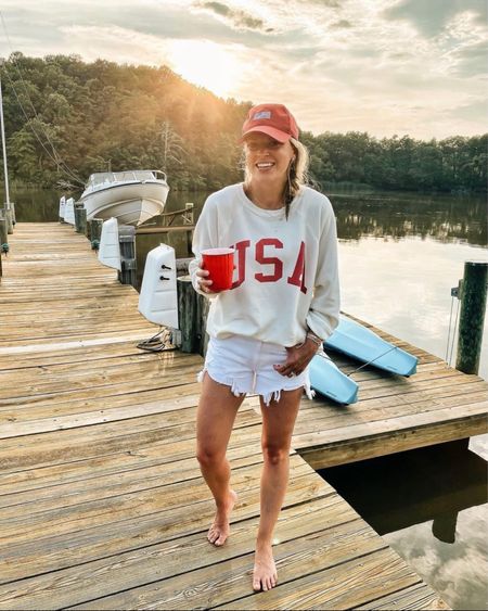 Restock! Still a few sizes left in this USA sweatshirt. Runs oversized, wearing the XS. Shorts are old Abercrombie 

4th of July, Memorial Day 

#LTKFindsUnder100 #LTKSeasonal
