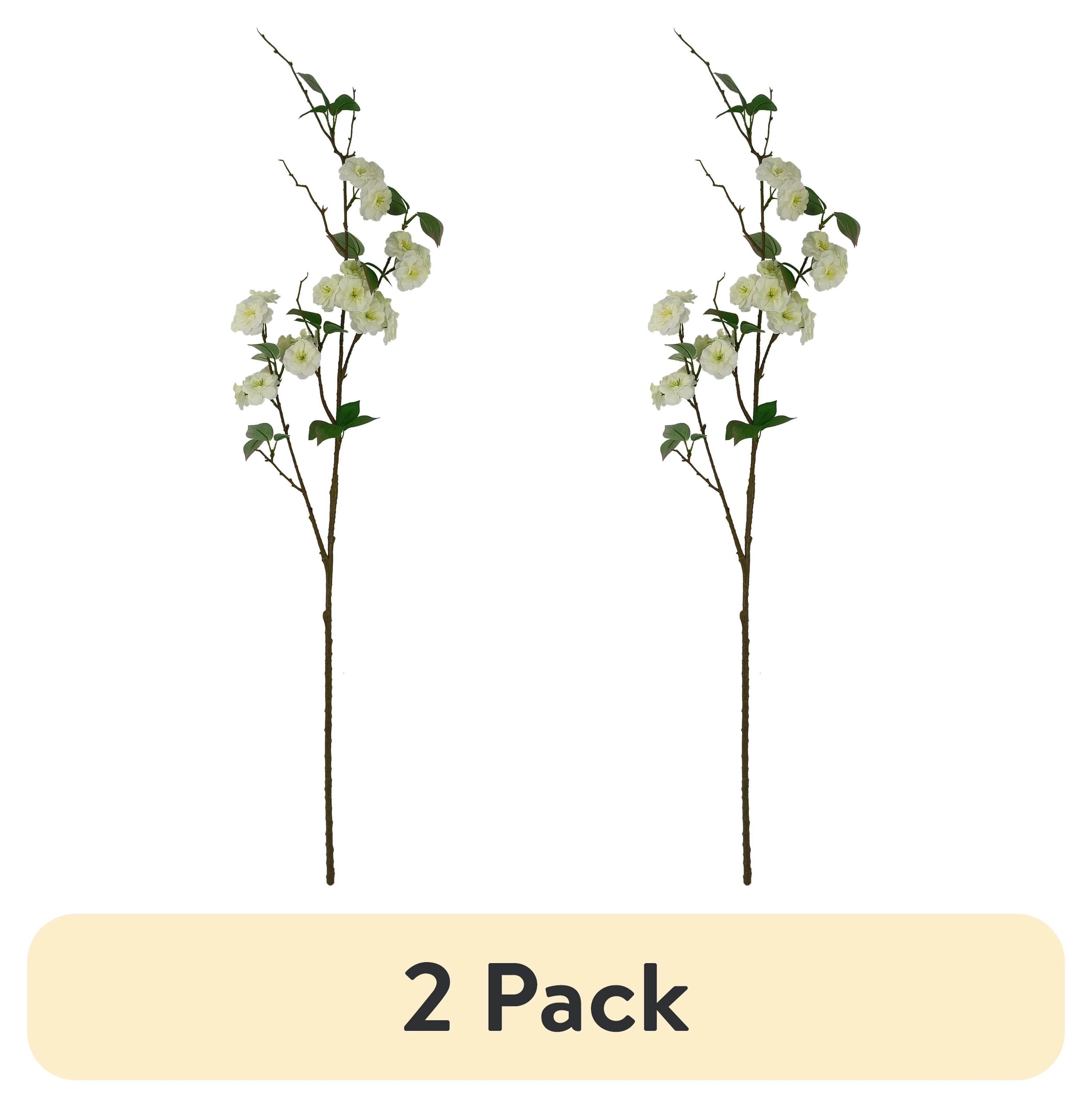 (2 pack) Mainstays 50" Artificial Flower Cherry Blossom Stem, White Color. Indoor Use. | Walmart (US)