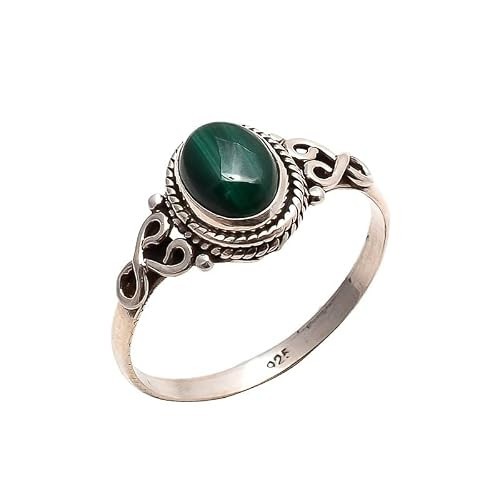 Malachite Stone Ring 925 Sterling Silver Statement Ring For Women Handmade Rings Gemstone Christm... | Amazon (US)