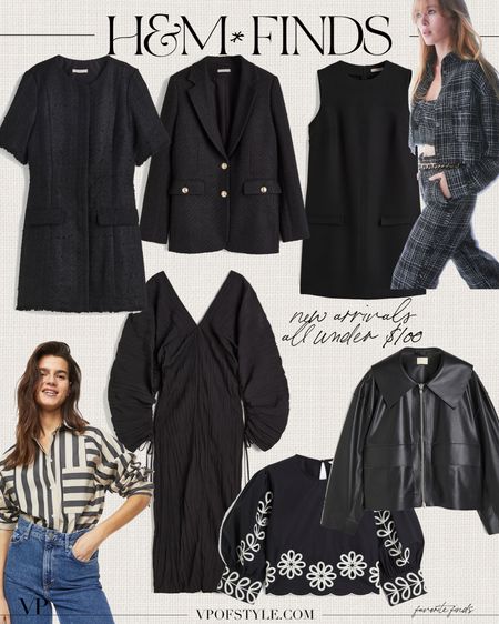 H&M new arrivals 
Under $100 fashion finds
Black dress
Boucle dress
Boucle jackets
Striped blouse 
Leather jacket
Eyelet top


#LTKunder50 #LTKunder100 #LTKFind