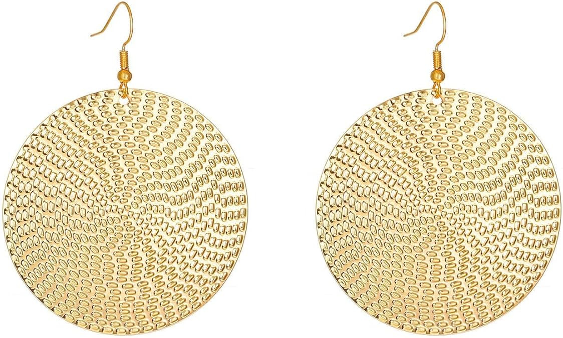 ONLYJUMP Lightweight Bohemia Geometric 14K Gold Round Disc Triple Long Earrings Big Dangling Bohe... | Amazon (US)