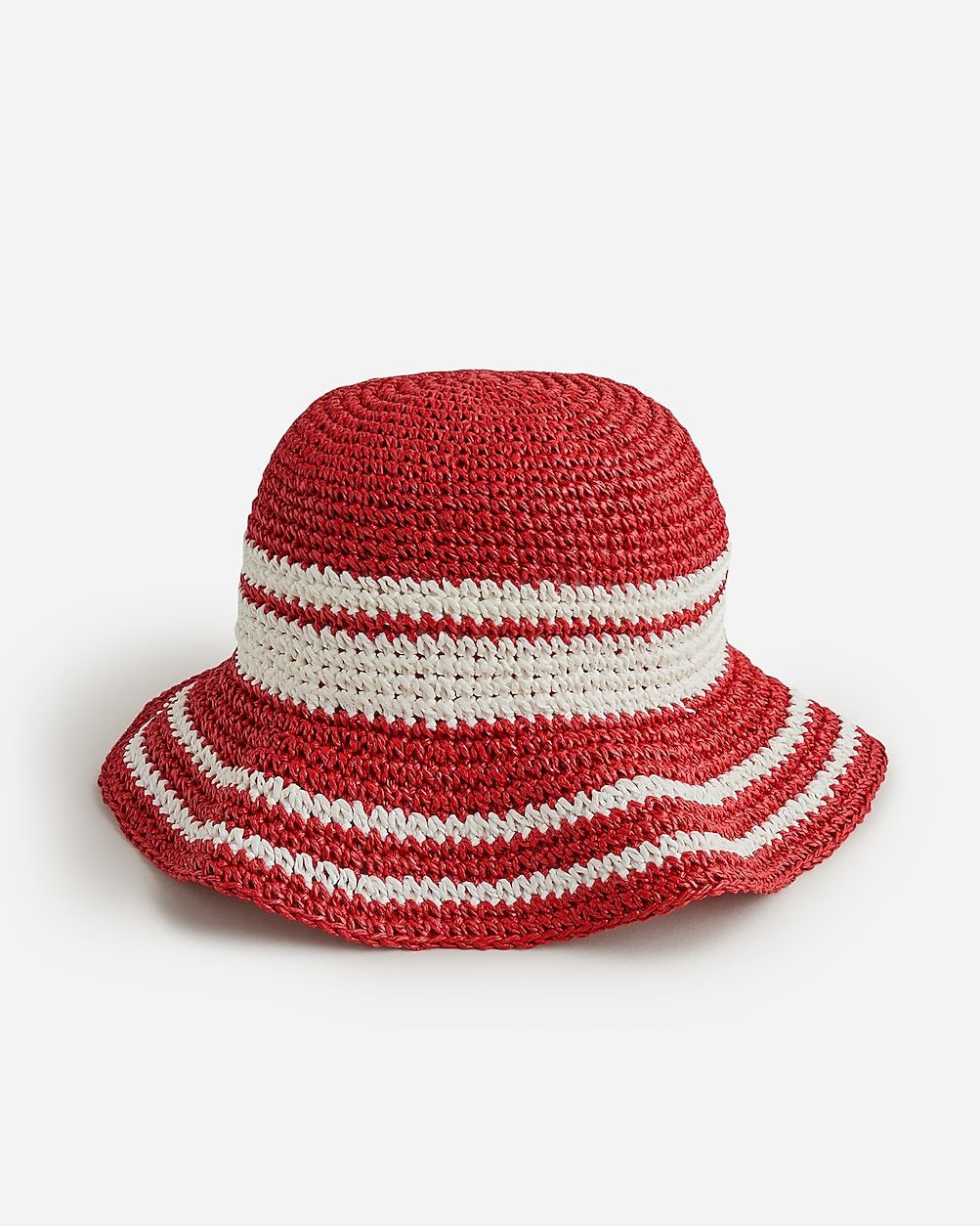 Round packable hat in striped faux raffia | J.Crew US