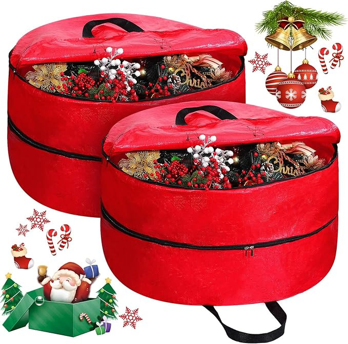 Double Layer Christmas Wreath Storage Container Bags Double Wreath Storage Container Zippered Wre... | Amazon (US)