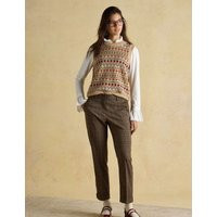 Joules Women's Tweed Checked Straight Leg Trousers - 10 - Brown Mix, Brown Mix | Marks & Spencer (UK)