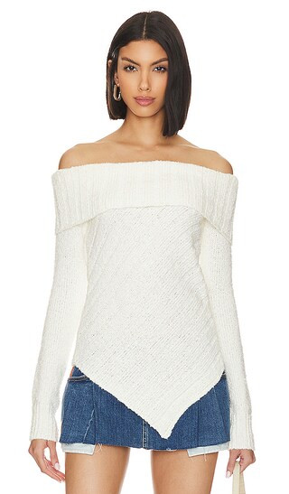 Melina Off Shoulder Sweater in Ivory | Revolve Clothing (Global)