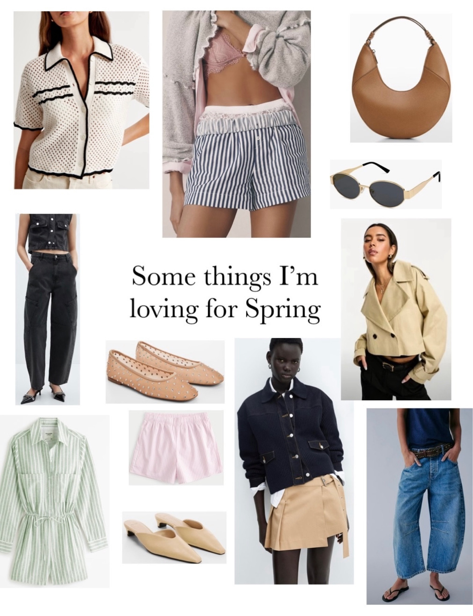 Some things I’m loving for spring!  - boxer shorts, neutral simple pieces, barrel jean, sheer ballet flats, low heel mules, mini skirts 

#LTKshoecrush #LTKfindsunder100 #LTKfindsunder50