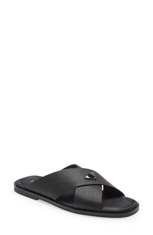 Prada Logo Slide Sandal in Nero at Nordstrom, Size 10Us | Nordstrom