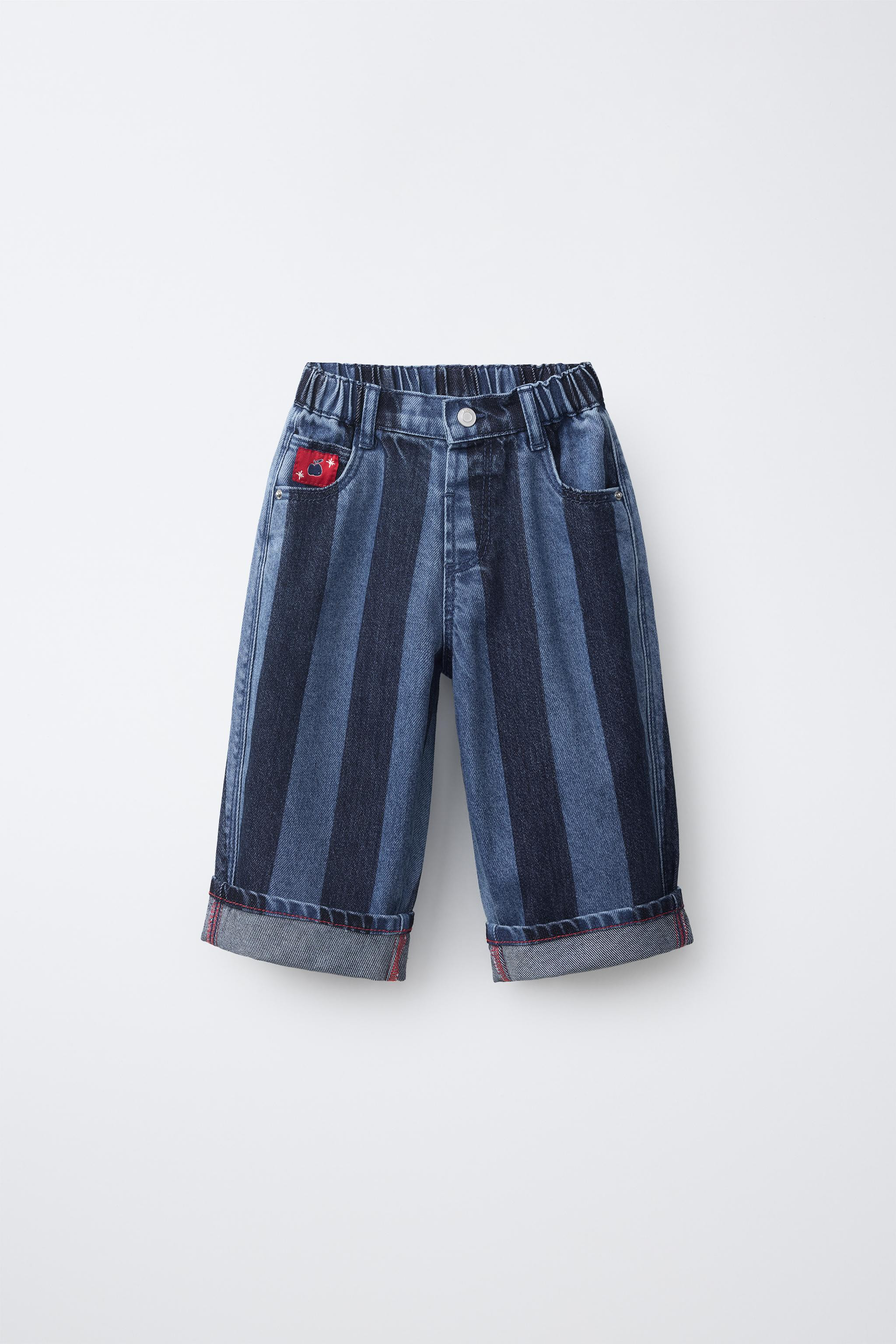 STRIPED BALLOON JEANS WITH LABEL | Zara US
