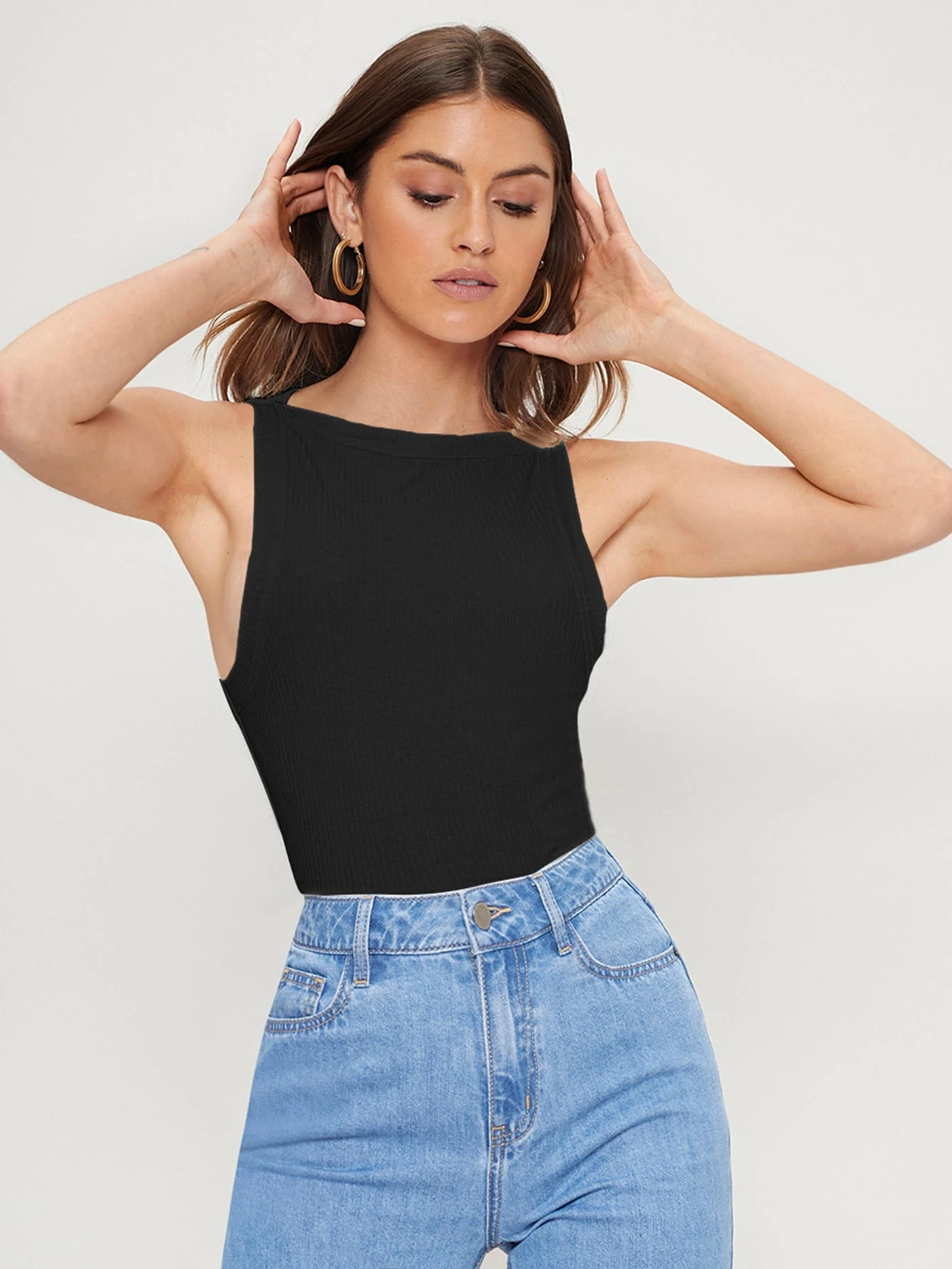 MOTF ECO RECYCLED POLYESTER RIB-KNIT TANK TOP | SHEIN