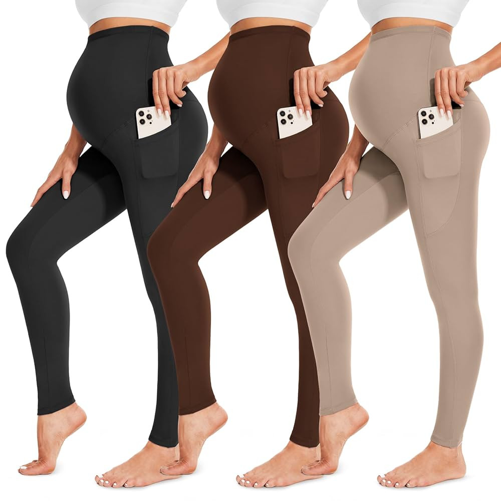 FULLSOFT 3 Pack Women’s Maternity Leggings Over The Belly-High Waisted Workout Pregnancy Yoga P... | Amazon (US)