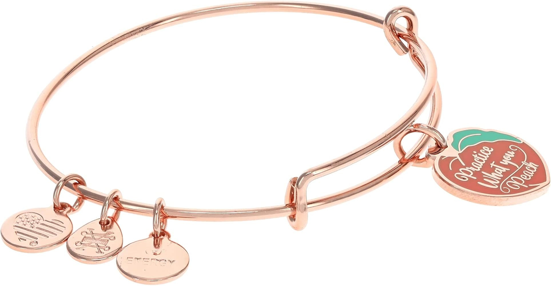 Alex and Ani Expandable Bangle for Women, Practice What You Peach Charm, Shiny Rose Gold Finish, ... | Amazon (US)