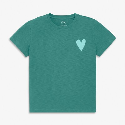 Primary Adult Heart Easy Tee (Women's Fit) In Sunwashed Teal Heart Size Medium | Target