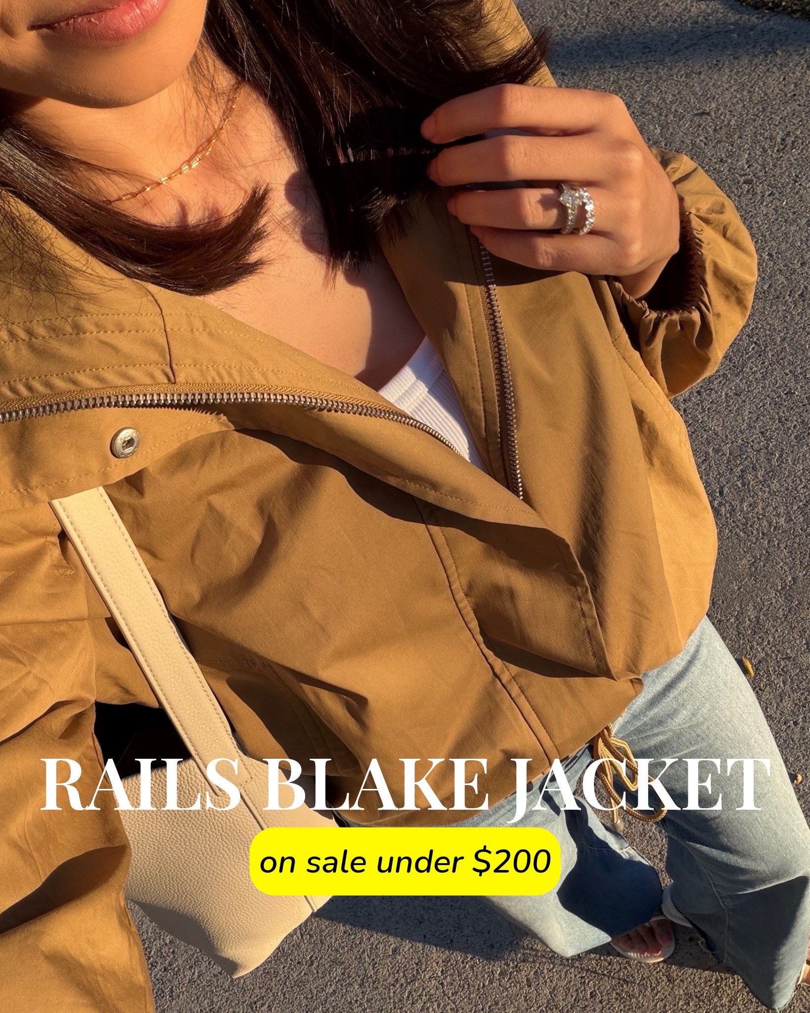 Ootd 

Rails jacket small nsale find! Beautiful lightweight chic jacket 
BR tank xs runs big 
Frame wide leg jeans 
Quince bucket bag small

#LTKootd