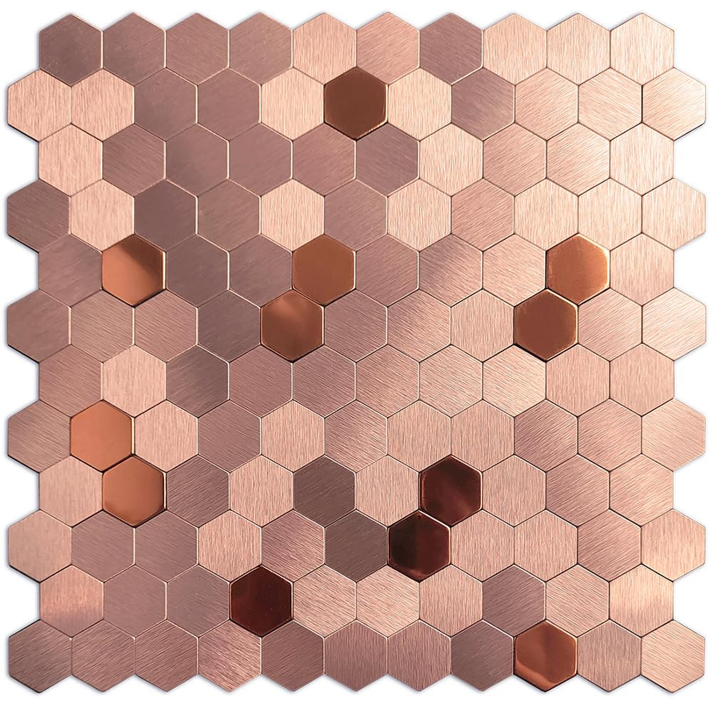 QMARK Peel and Stick Tiles for Kitchen, Self-Adhesive Metal Backsplash Tiles, 6 Pack 11" Aluminum... | Amazon (US)