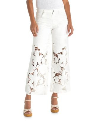 Stride Mid Rise Wide Leg Jeans in Ivory Bloom | Bloomingdale's (US)