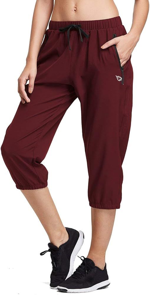 BALEAF Women Lightweight Capri Jogger Hiking Shorts Running Capri Pants Quick Dry UPF 50+ Zipper ... | Amazon (US)