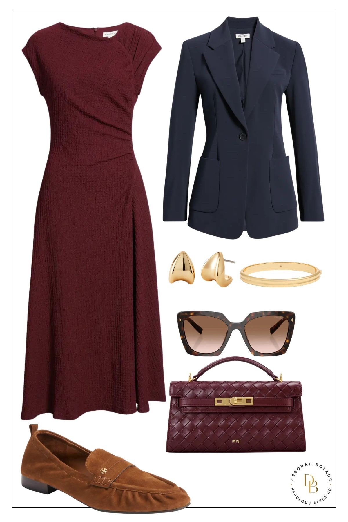 A well fitted blazer is the perfect layering piece to create a look that is chic and polished. I added this pop of blue one to this burgundy jersey dress for a little something different.

#LTKOver40 #LTKSeasonal #LTKSaleAlert
