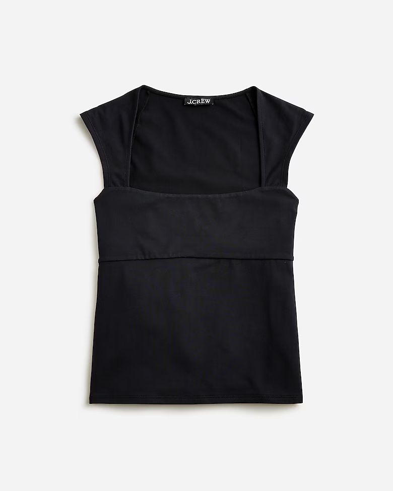 Squareneck cap-sleeve top in stretch cotton blend | J.Crew US