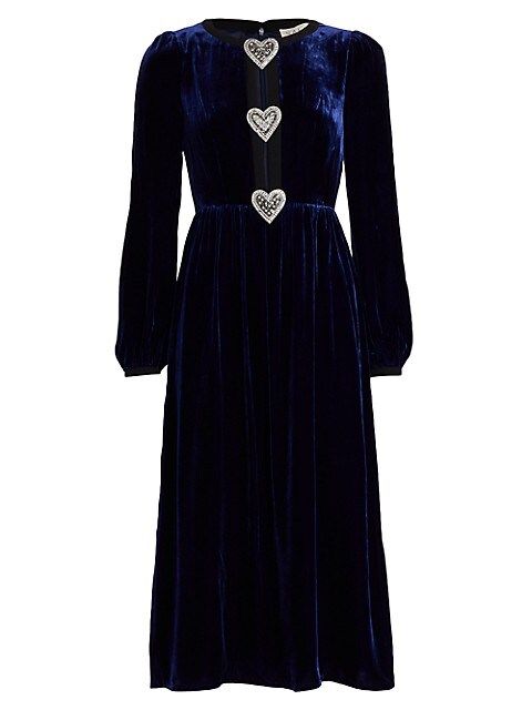 Camille Heart Patch Velvet Midi-Dress | Saks Fifth Avenue