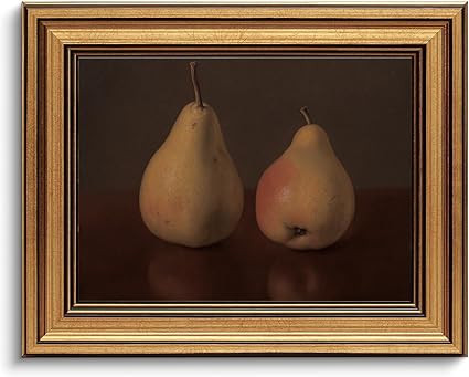 Gold Framed Wall Art Vintage Canvas Wall Art Pear Fruits Shelf Decor for Kitchen Artwork Prints P... | Amazon (US)
