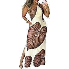 CHICME Women's Summer Maxi Dress Casual Thick Strap Square Neck Boho Sundress Split Vacation Dres... | Amazon (US)