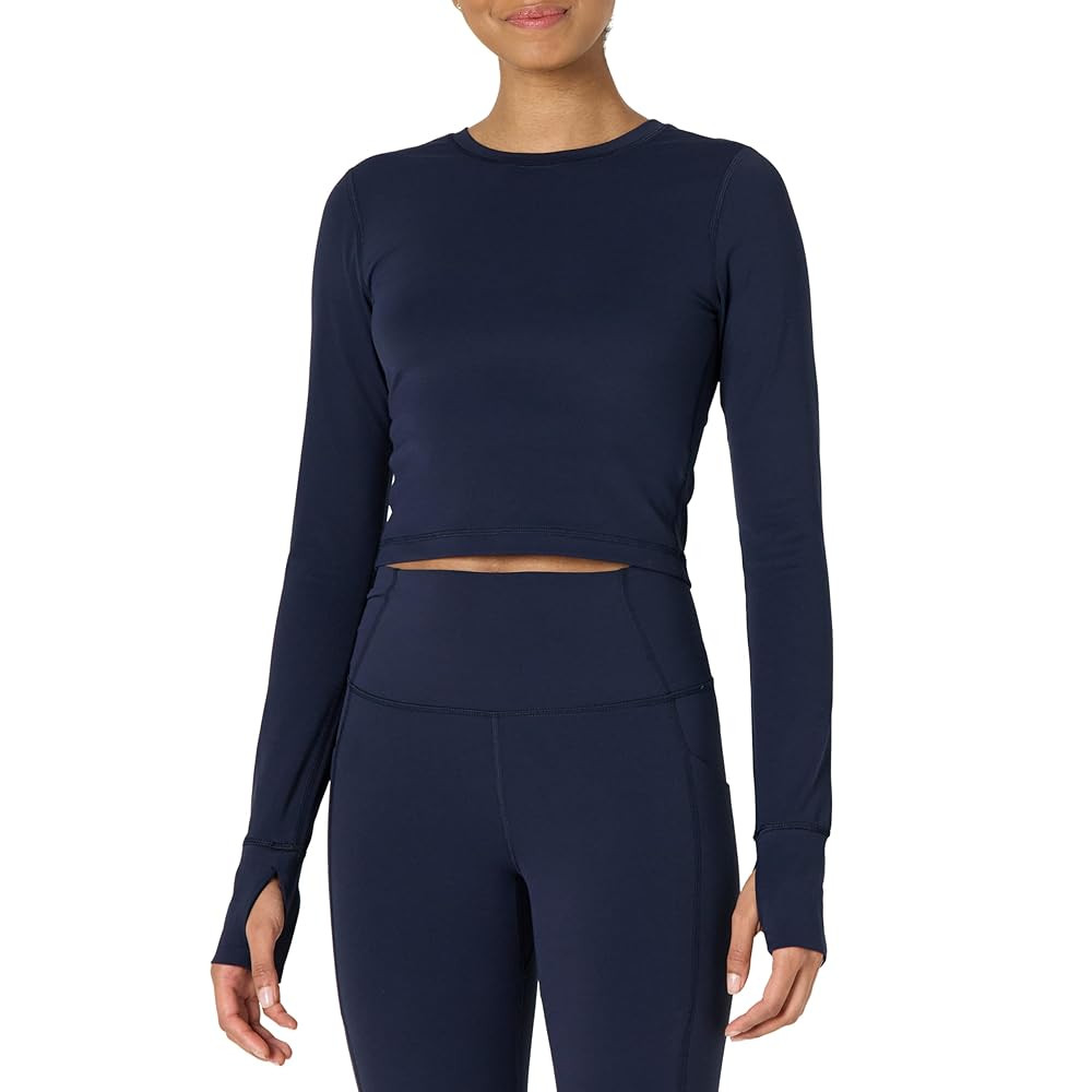 Amazon Essentials Women's Active FormFlex Buttery Soft Long Sleeve Slim Fit Crop Layering Workout... | Amazon (US)