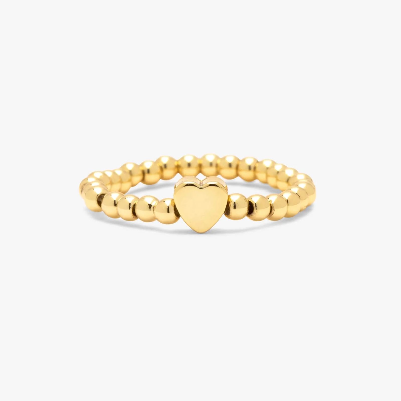 Gold Heart Bead Stretch Ring | Pura Vida Bracelets