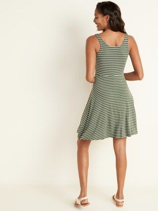 Sleeveless Fit & Flare Striped Jersey Dress for Women | Old Navy (US)