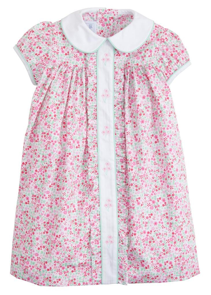 Ruffled Sally Dress - Fields of Pink | Little English