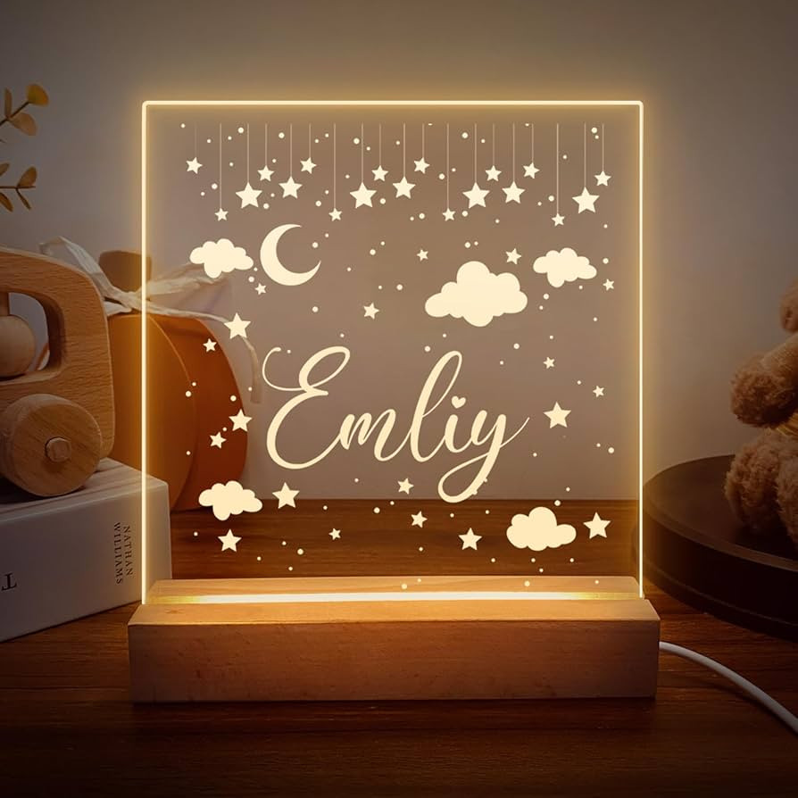 Wucidici Custom Name Night Light Personalized Baby Night Light with Stars Individual Bedroom Ligh... | Amazon (CA)
