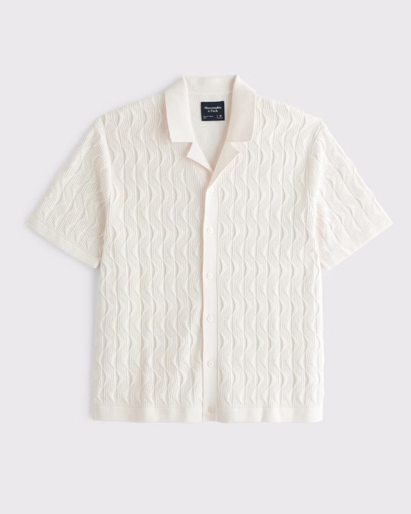 Geometric Stitch Button-Through Sweater Polo | Abercrombie & Fitch (US)