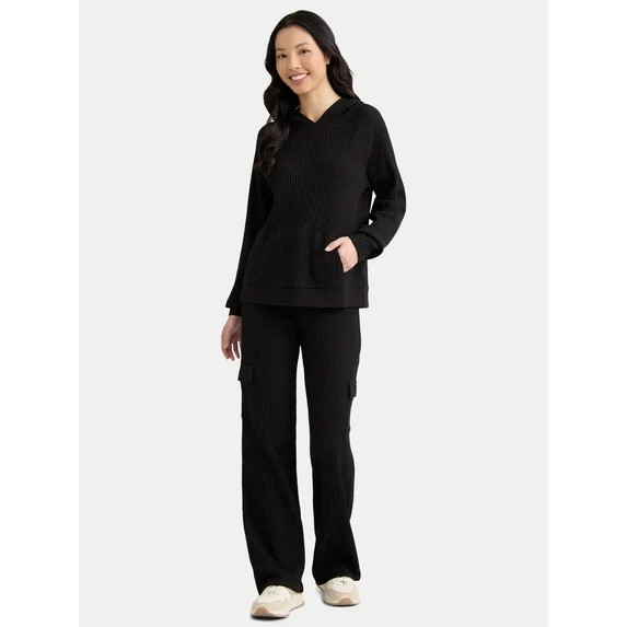 Time and Tru Women's Waffle Hoodie and Pants Set, 2-Piece, Size S-XXXL | Walmart (US)