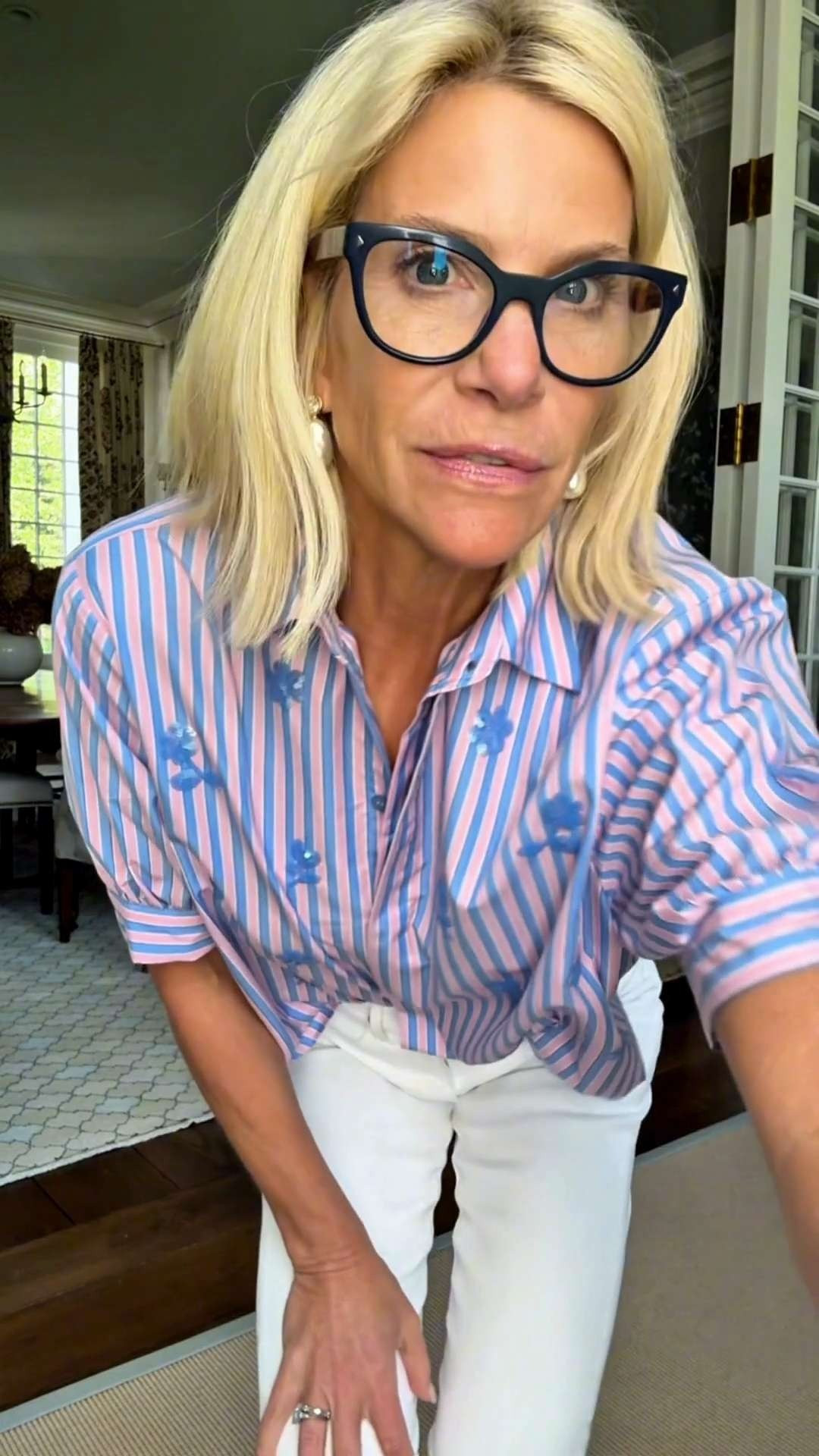 This striped embroidered blouse is such a fun update to a classic button-down. The sequined floral details, subtle puff sleeves, and relaxed boxy fit make it perfect with white denim for an easy polished look.

💡 LTK MADE EASY

❤️ Heart = Support my posts
🔖 Save = Get sale & restock alerts
📋 Lists = Keep favorites organized
📲 Share = Send to yourself for later
💬 Comment = Ask me anything 

 #LTKootd #LTKSeasonal #LTKOver40