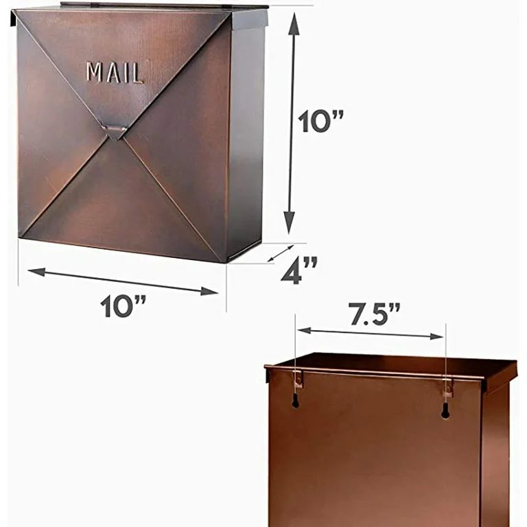 MB-6635CP Chicago Mailbox, Antique Copper Finish - Wall Mounted Post Box, 10 x 4 x 10 inch | Walmart (US)