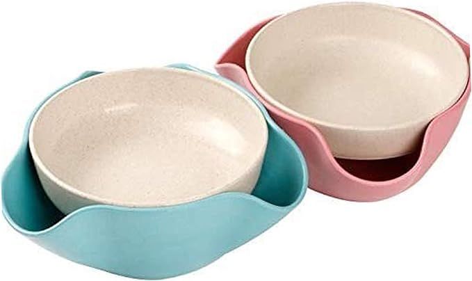 2 Pack Double Dish Pistachio Bowls - Snack Serving Bowls for Peanuts, Edamame, Cherries, Nuts Fru... | Amazon (US)