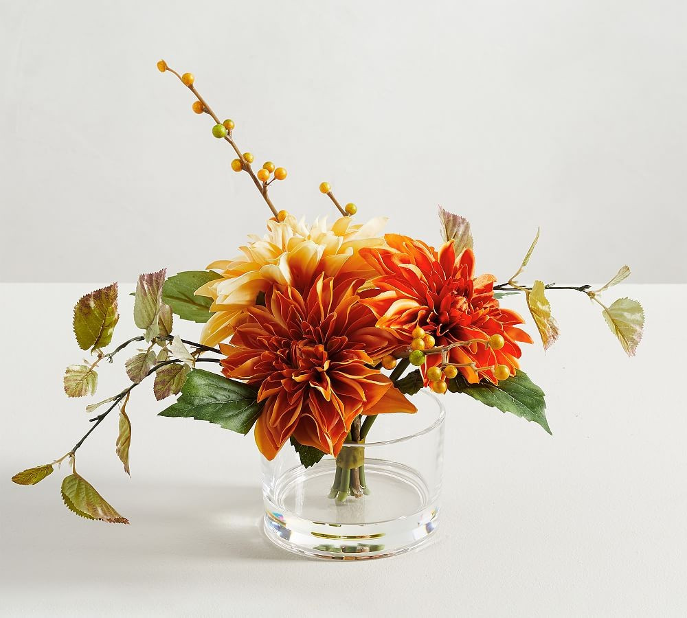 Faux Autumnal Dahlia Centerpiece, Orange Multi | Pottery Barn (US)