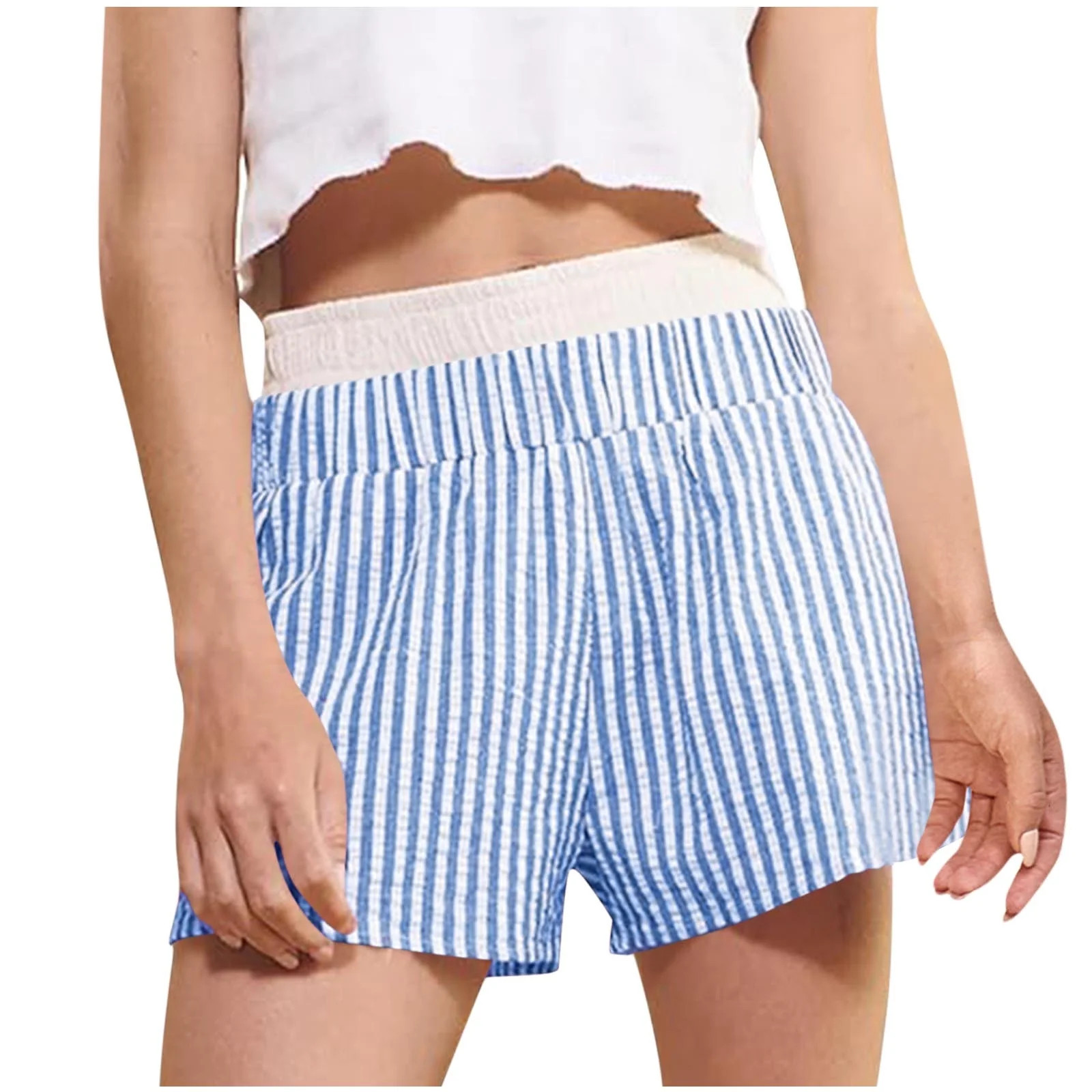 Womens Boxer Shorts Casual Summer Pajama Lounge Sleep Pj Cute Stripe Print Shorts Fashion Y2K Bea... | Walmart (US)