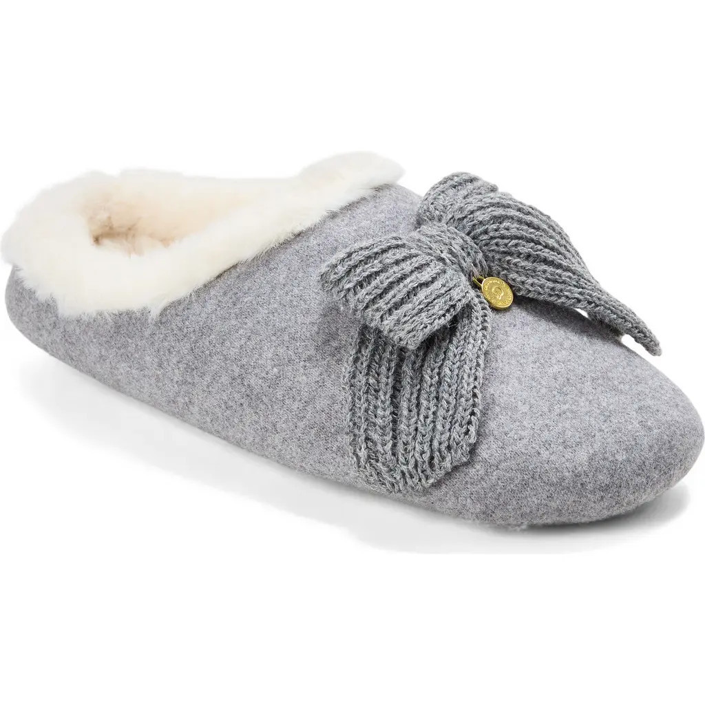 DEARFOAMS Josie Knit Clog Slipper with Bow in Light Heather Grey at Nordstrom, Size Small M | Nordstrom