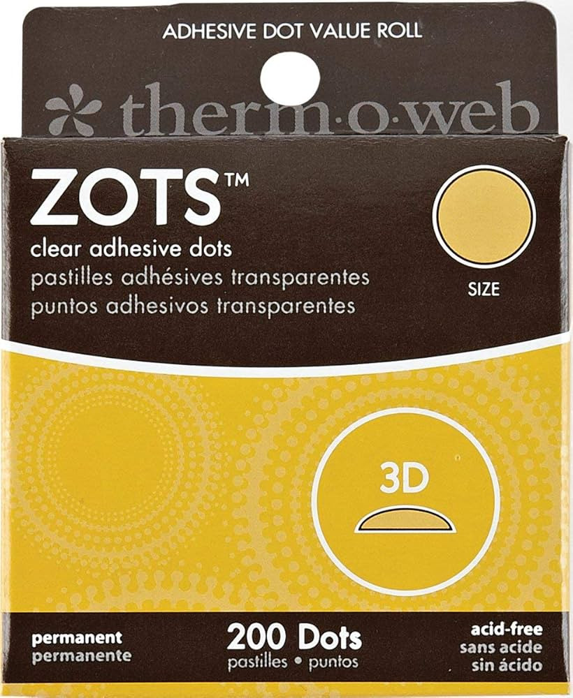 Therm O Web 37-86 Thermoweb Zots Clear Memory Adhesive Dots, 3-D, 1/2-Inch, 200-Pack (37-86) | Amazon (US)
