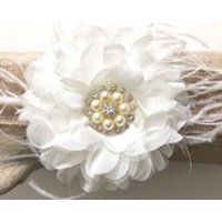 White Flower Clip, Bridal Hair Clip, Large Flower Girl Hair Clip, Large Flower Clip, Wedding Hair Clip, Baby Headband | Etsy (US)