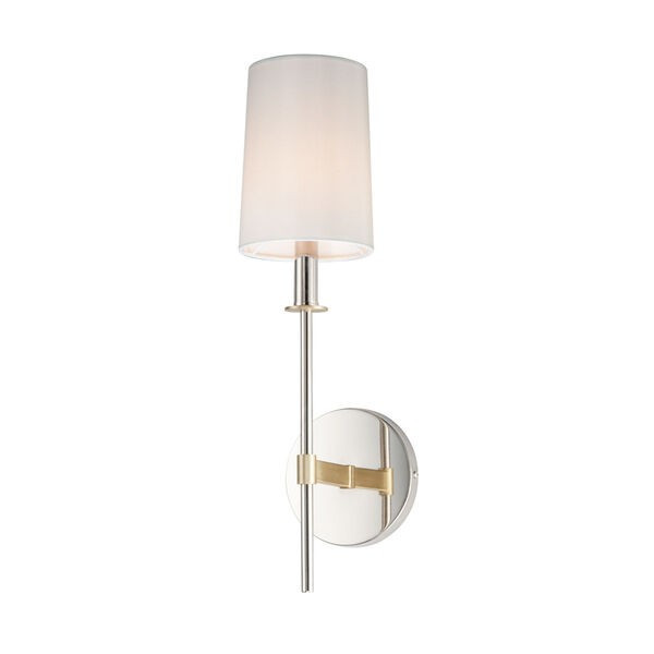 Uptown Satin Brass and Polished Nickel One-Light Wall Sconce | Bellacor