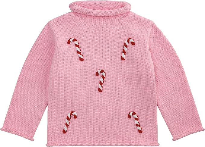 Mud Pie Girls Kids Christmas Candycane Rollneck Sweater | Amazon (US)