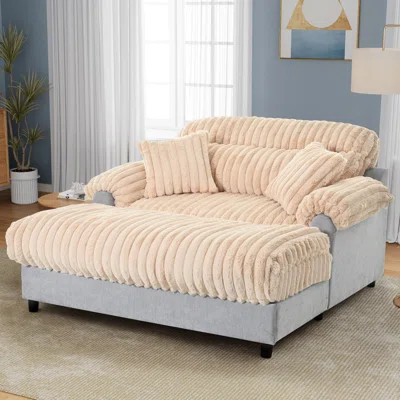 65" Cloud Upholstered Chaise Lounge, Cozy Plush Sofa Bed With Throw Pillows And Rolled Arm | Wayfair North America