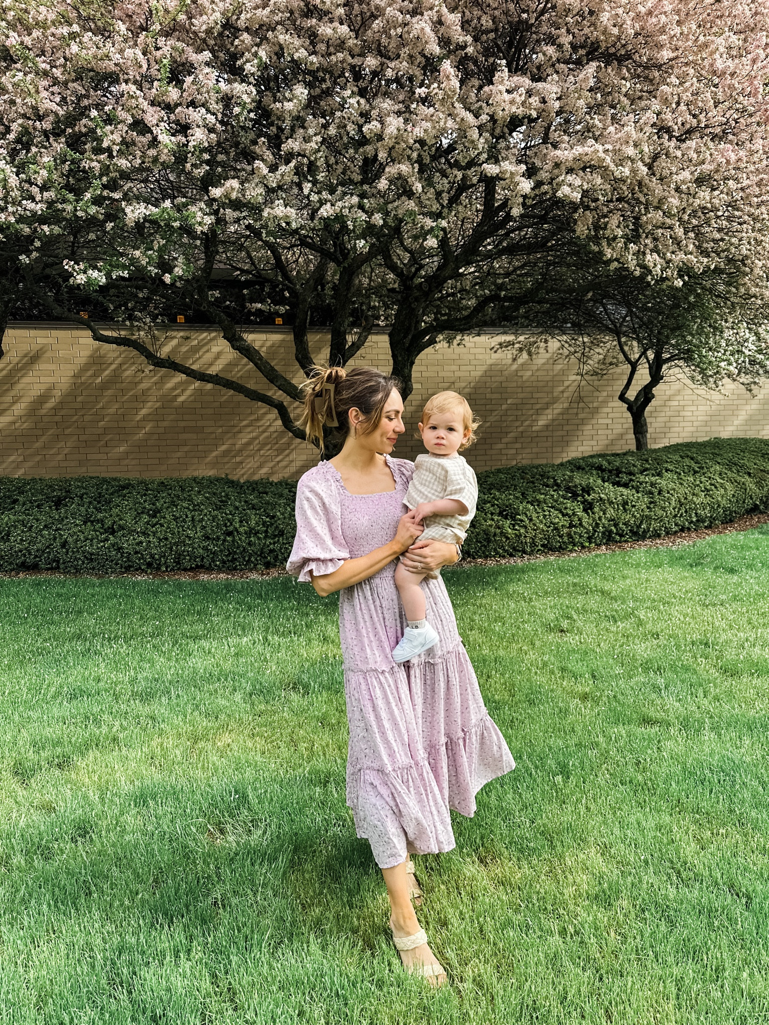 The perfect spring dress for family photos, weddings, church, bridal showers or baby showers. Comes in 5 colors/prints and fits TTS (wearing an XS). For baby boy outfit details, go to robin-riley.com 🤍

#LTKSeasonal #LTKfamily #LTKwedding