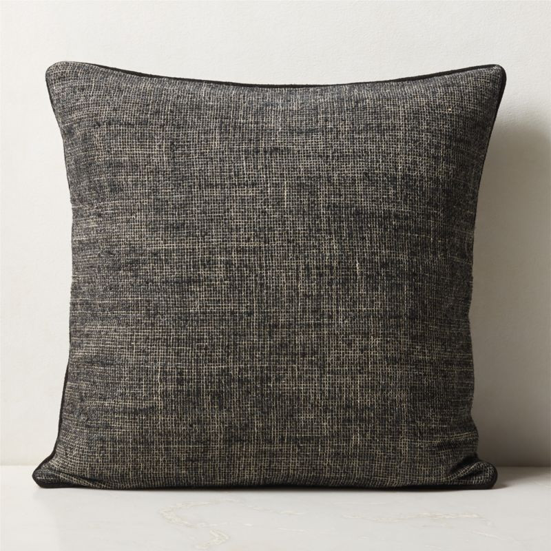 Lox Black Linen Modern Throw Pillow with Down-Alternative Insert 23'' | CB2 | CB2