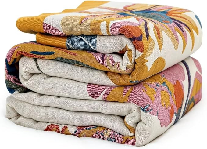 MSGKV Boho Throw Blanket 60''x80'',100% Cotton Blankets for Couch Bed,Cotton Quilt Travel Muslin ... | Amazon (US)