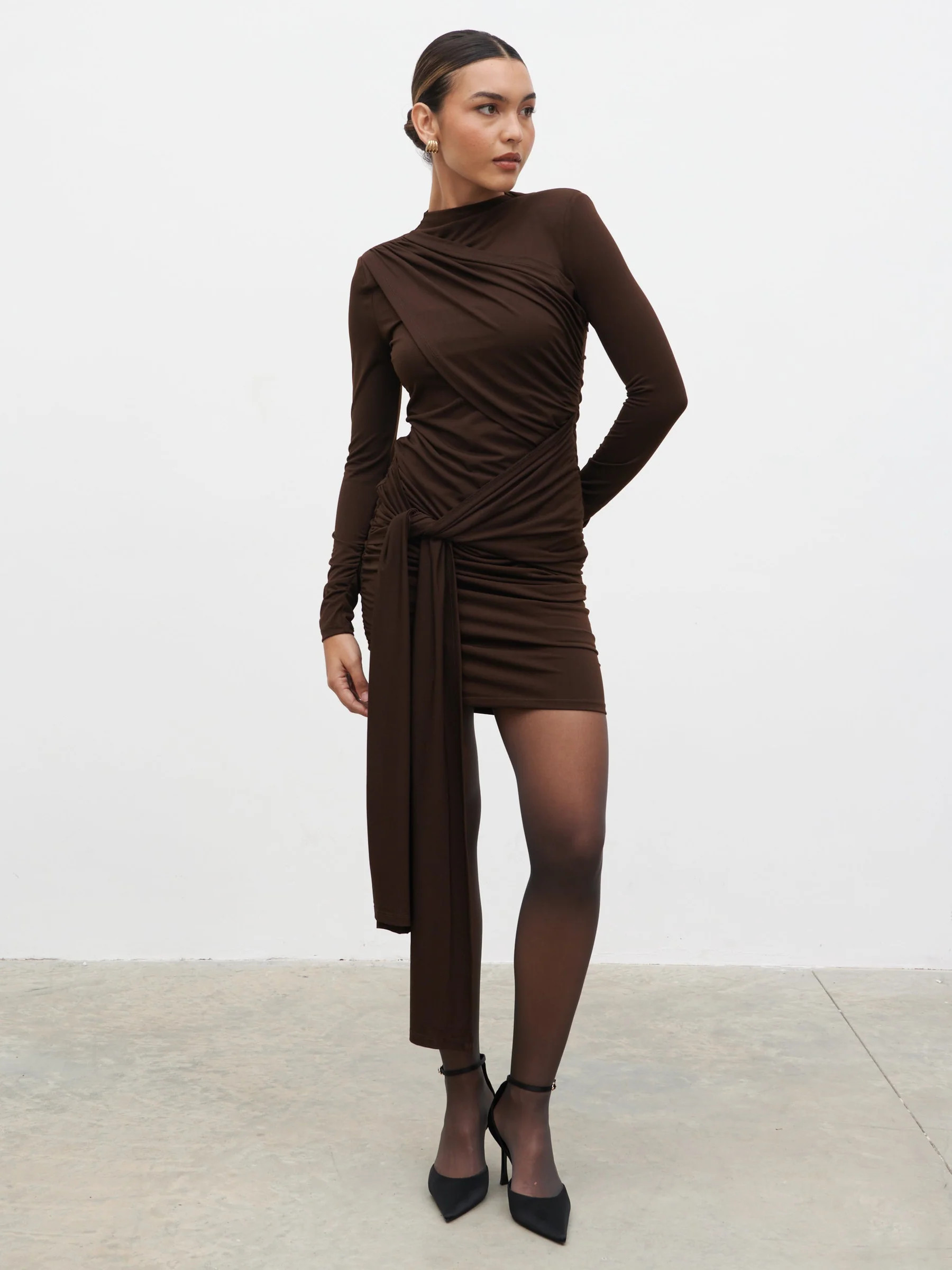 Raya Drape Jersey Mini Dress | Pretty Lavish (UK)