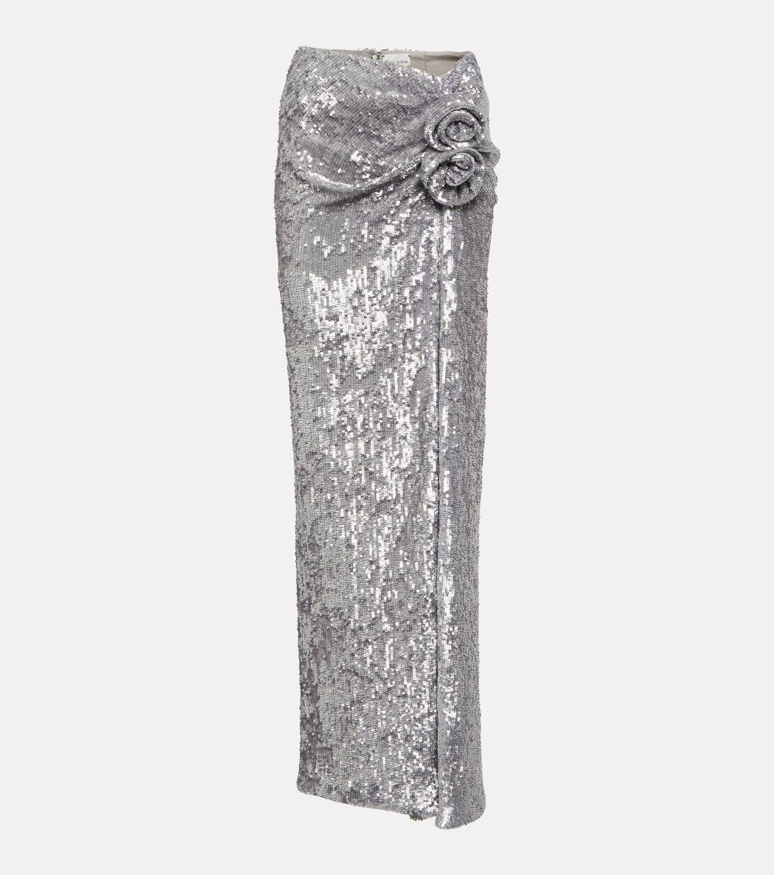 Floral-appliqué sequined maxi skirt | Mytheresa (INTL)